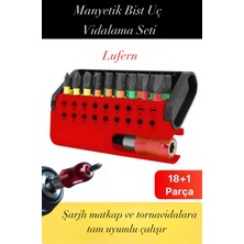 Lufern Özel Üretim Manyetik Bits Uç Vidalama Çelik Tornavida Seti Kutulu 18+1 Parça 1/4 Hex Uyumlu Teknik