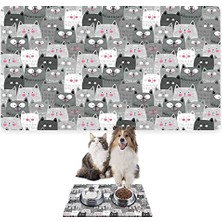 Monnhein Mama ve Su Evcil Hayvan Beslenme Matı, Kolay Temizlenen Emici Su Geçirmez Kumaş, Küçük Orta Boy ve Büyük Kedi ve Köpekler Için Dayanıklı Köpek Kedi Paspas (40X60, Gri Kediler)