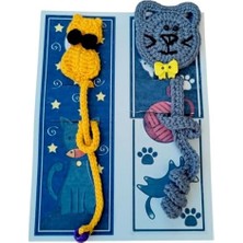 Tuba Toptaş 2'li El Yapımı Kedi Kitap Ayracı Seti, El Örgüsü Sevimli Figürler, Kitap Kurtları Için Özel Hediye Fikri, Şık Okuma Yardımcısı