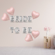 Tedaks Pembe Folyo Kalp Gümüş Folyo Harfli Bride To Be Süsleme
