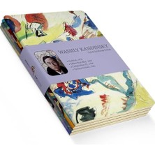 Great Synthesis Series - A5, Wassily Kandinsky 4'lü Defter Seti I, Çizgisiz, Toplam 256 Sayfa, Her Biri 64 Sayfa, Tel Dikiş, Esnek Kapak, Oval Kenar, Tuval Doku, 60 Gram, Sarı Krem Renk