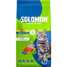 Solomon Yetişkin Somon'lu Süper Premium 9 kg Somonlu Kedi Maması - Hipoalerjenik - Düşük Tahıllı - Yüksek Hayvansal Protein - Tüy Dökülme Engelleyici - Kolay Sindirilebilir - Kedi Maması