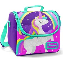 Coral High Unicorn Desenli Mor Thermo Beslenme Çantası 22744 Polyester Malzemeden Tek Gözlü