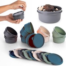 4'lü Yuvarlak Mini Saklama Kabı Küçük Sızdırmaz Kapaklı Çok Renkli Pratik Amaçlı Kap Erzak Çerez Piknik Gıda (280, Yuvarlak, 4, Set 1)