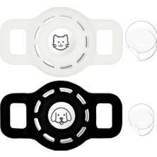 Hava Etiketli Kedi Tasması, 2'li Paket Hava Etiketi Kedi Tasma Kılıfı, Silikon Su Geçirmez Emniyet Tokalı Desenli Kedi Tasma, Küçük Evcil Hayvanlar ve Yavru Kediler Için Uygun (Siyah+Beyaz)