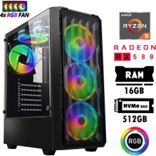 Xaser Nano X50 Ryzen 5 5500 16GB Ram 512GB M.2 Nvme SSD 8gb RX580 Oyuncu Hazır Tavsiye Sistem