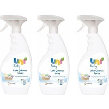 Uni Baby Beyaz Leke Çıkarıcı Sprey 500 ml (3 Adet) Renk Koruma Özelliği ile Güçlü Temizlik