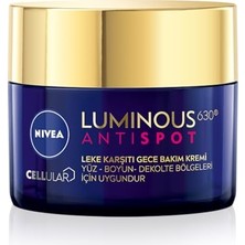 Nıvea LUMINOUS630 Leke Karşıtı Gece Yüz Bakım Kremi 50ML,NEMLENDIRICI,HYALURONIK Asit,thiamidol,tüm Cilt ve Leke Tipleri
