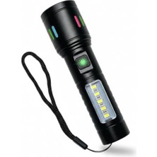 El Feneri LED USB Şarjlı-Ultra Güçlü Parlak Orta Boy El Feneri [enerji Sınıfı A++]ortam Lambası Deprem,polis,jandarma,zabıta,bekçi Zoom Yüksek Lümen (Yüksek Parlaklık)          [enerji Sınıfı A++]