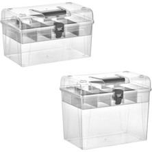 Ayarlanabilir Plastik Bölmeli Çok Amaçlı Taşınabilir Şeffaf Organizer Kutusu Makyaj Hobi Saklama Kutusu Ofis Masa Için Araç-Gereç Kabı (Şeffaf, 2'li Set)
