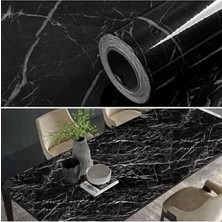 Mermer Desenli Masa Tezgah Mutfak Su Geçirmez Yapışkanlı Folyo Sticker Siyah 5x0,6m