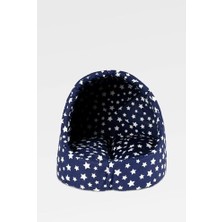 Kedi Yatağı Yuvası Lacivert Yıldızlı Mağara NERO2024LCVTYLDZ, Lacivert, 40X40 cm