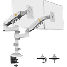 North Bayou Nb H180 17-27" Çift Kol 2-9 kg Amortisörlü Monitör Standı (Beyaz)
