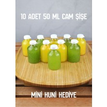 Qualitev 10 Adet Cam Ginger Shot Detox Şişesi Sızdırmaz Plastik Kapaklı Çok Amaçlı 50ML