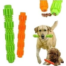 Mama Hazneli Köpek Çiğneme Oyuncağı – Turuncu Büyük – Diş Temizleme ve Diş Eti Masajı Kauçuk Oyuncak – Mama Doldurulabilir Dayanıklı Eğitim Çubuğu – Interaktif Köpek Oyuncağı