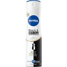 Nıvea Kadın Sprey Deodorant Black & White Invisible Ipeksi Pürüzsüzlük, Ter ve Ter Kokusuna Karşı 72 Saat Anti-Perspirant Koruma 150 ml
