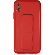 Newface iPhone Xs Max Kılıf Coco Deri Standlı Kapak - Kırmızı