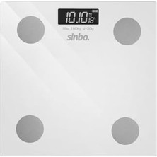 Sinbo SBS-4474 Akıllı Bluetooth Tartı, 180 kg Kapasiteli, 50 G Hassasiyetli, Yağ Su Kas Kemik ve Bmı Ölçerli Dijital Vücut Analiz Baskülü, 26X26 cm