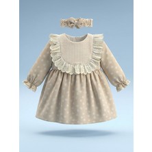 Lüks Kumru Tekstil Lüks Kumru Roba Fistolu Bandanalı 6-18 Ay Elbise - Bej