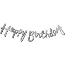 Kaligrafi Happy Birthda Banner (Gümüş)
