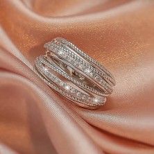 Romantik Rhinestone Bakır Yüzük