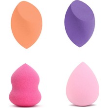 Makeuptime Profesyonel Makyaj Süngeri 4'lü Set Yüz Uygulama İçin Farklı Şekillerde