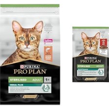 Sterilised Kısırlaştırılmış Kediler Için Somonlu Kedi Maması, 10 kg + Pouch Sterilised Biftekli Kısır Kedi Konservesi 85GR x 6 Adet