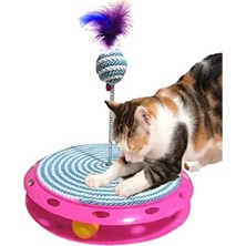 Tek Katlı Eğlenceli Kedi Oyuncağı ve Tırmalama (Turkuaz)