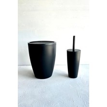 Saf Plastik Banyo Seti 2 Peices'ten (Sepet 7,5 Litre, Tutuculu Tuvalet Fırçası). Banyo ve Mutfak Temizliği Için (Siyah)