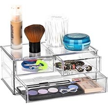 Şeffaf Makyaj Malzemesi Organizer Büyük Kristal Makyaj Masası Organizatörü Kozmetik Düzenleme Kutusu Güzellik Malzemesi Düzenleyici (Çekmeceli Model)