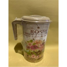 Abnturk Plastik Kapaklı 2 Lt Çiçek Desenli Sürahi