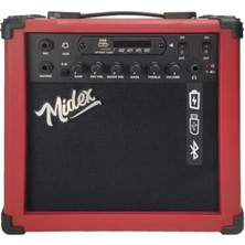 Midex MGA-25RD Elektro Gitar Amfisi 25 Watt USB Bluetooth Şarjlı 2 Girişli