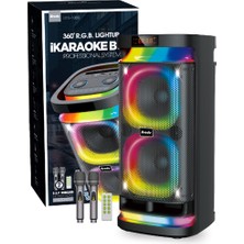 Boomboxtr BTS-1989 30W Bluetooth Hoparlör Rgb LED Işıklı Çift Mikrofonlu Taşınabilir Ses Sistemi Tws USB Tf