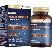 Nutraxin Multi Mineral Complex | 12 Mineral Içeren Takviye | Vegan | 60 Tablet | Kalsiyum, Magnezyum, Çinko, Demir ve Daha Fazlası