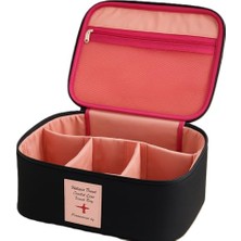 Seyahat Tipi Bölmeli Makyaj Kozmetik Çantası Organizer (Siyah)