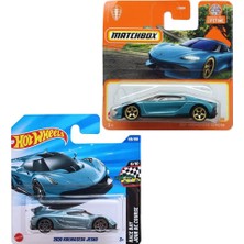 2 Araç Set Hot Wheels 2020 Koenigsegg Jesko & Matchbox 2021 Koenigsegg Gemera ( Mavi )