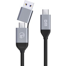 Bey Dm AD090 Usb-A/usb-C To Type-C Şarj ve Data Veri Aktarım Kablosu 35 cm
