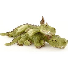 Minyatür Peri Bahçesi ve Teraryum Mini Ejderhalar Sarılma Heykelcik, Yeşil