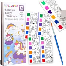 Renk Paletli Sulu Boya Kitabı + Fırça, 12 Sayfa Boyama Kitabı, Aktivite Boyama Seti, Çocuklar Için Yeni Nesil Sulu Boya Defteri (Unicorn Uzay Yolculuğu)
