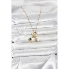 Bsre Gold Renk Gece Gündüz Temalı Kadın Kolye (316L Çelik)