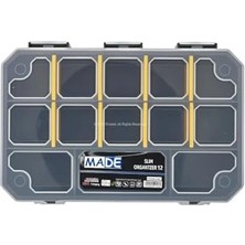 Made Slim Organizer 12 Bölmeli, Şeffaf, Düzenleyici Kutu, Polipropilen Malzeme, Çekmece Içi ve Masaüstü Kullanım Için, Hafif Taşınabilir, Saklama Kutusu