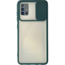 Newface Samsung Galaxy A71 Kılıf Palm Buzlu Kamera Sürgülü Silikon - Yeşil