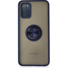 Newface Samsung Galaxy A02S Kılıf Montreal Yüzüklü Silikon Kapak - Lacivert