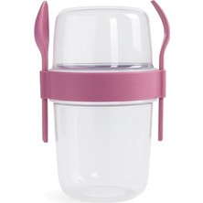 Busstier Müsli ve Granola Kapsülü, 1100 ml Sızdırmaz Yoğurt Kabı, Take And Go Kaşıklı Granola Kabı, Pratik ve Taşınabilir Tasarım (Pembe)