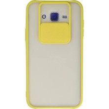 Newface Samsung Galaxy J7 Kılıf Palm Buzlu Kamera Sürgülü Silikon - Sarı
