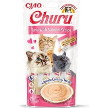 Ciao Churu Cream Ton Balıklı ve Somonlu Sıvı Kedi Ödül Maması 14 gr 4 Adet