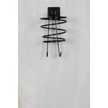 Alper Banyo Siyah Kare Fön Makinesi Askısı Saç Kurutma Makinesi Tutacağı Yapışkanlı