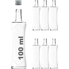 Afracam 100 ml Şeffaf Piramit Sosluk 100 cc Kapaklı Kavisli Cam Şişe 6 Adet (Gümüş (Metal))