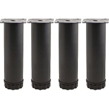 4 Adet Mobilya Kanepe Baza Koltuk Metal Destek Ayağı Ayarlanabilir 15 cm Siyah Metal Yükseltici Ayak