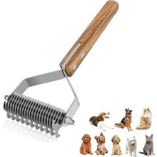 Ahşap Saplı Çift Taraflı Kedi Köpek Bakım Kıtık Tüy Topak Açıcı Metal Dişli Evcil Hayvan Tarağı
